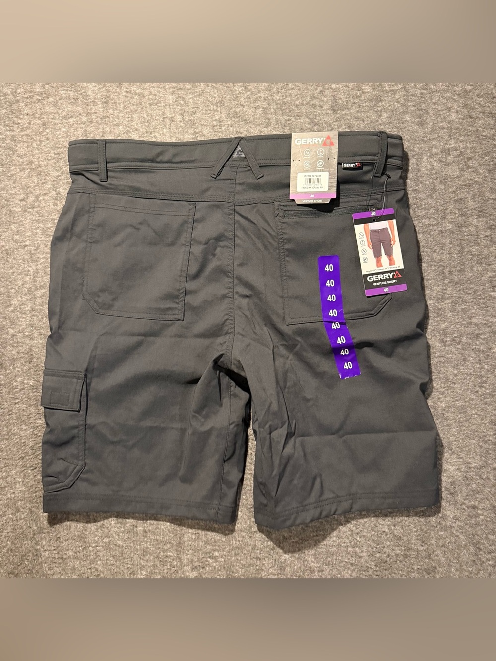 Gerry Venture Cargo Shorts Mens 40 Gray 10" Stretch Outdoors Hiking Comfort NWT